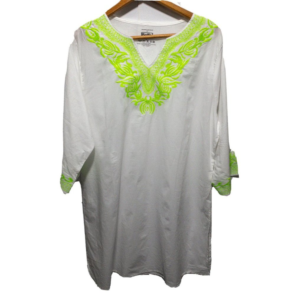 Boffo Women's Floral 100% Cotton Kaftan Dress Sz L